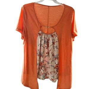SHEIN Orange Cut Out Blouse size XxLarge